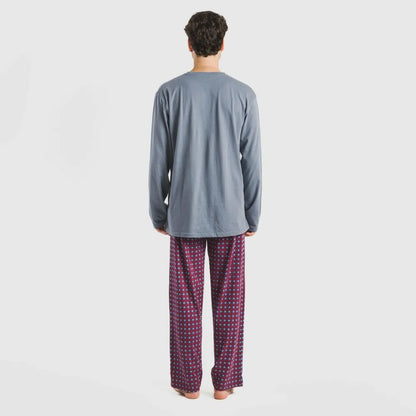 Pijama longo masculino de algodão Gladiolo Indigo