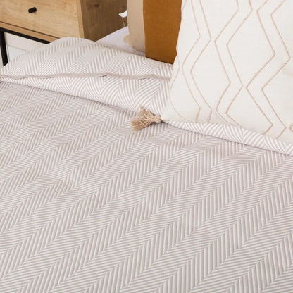 Colcha de casal, tecido jacquard, Delta taupe