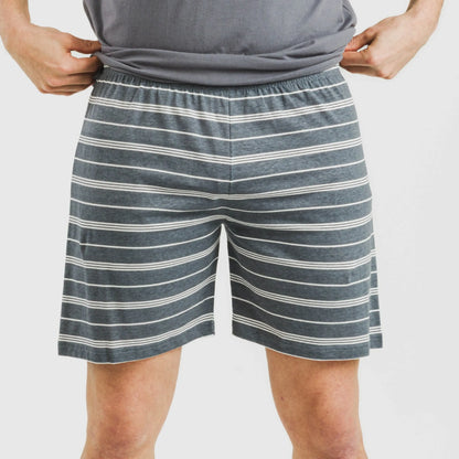 Pijama curto masculino de algodão, Gastur com listras índigo.