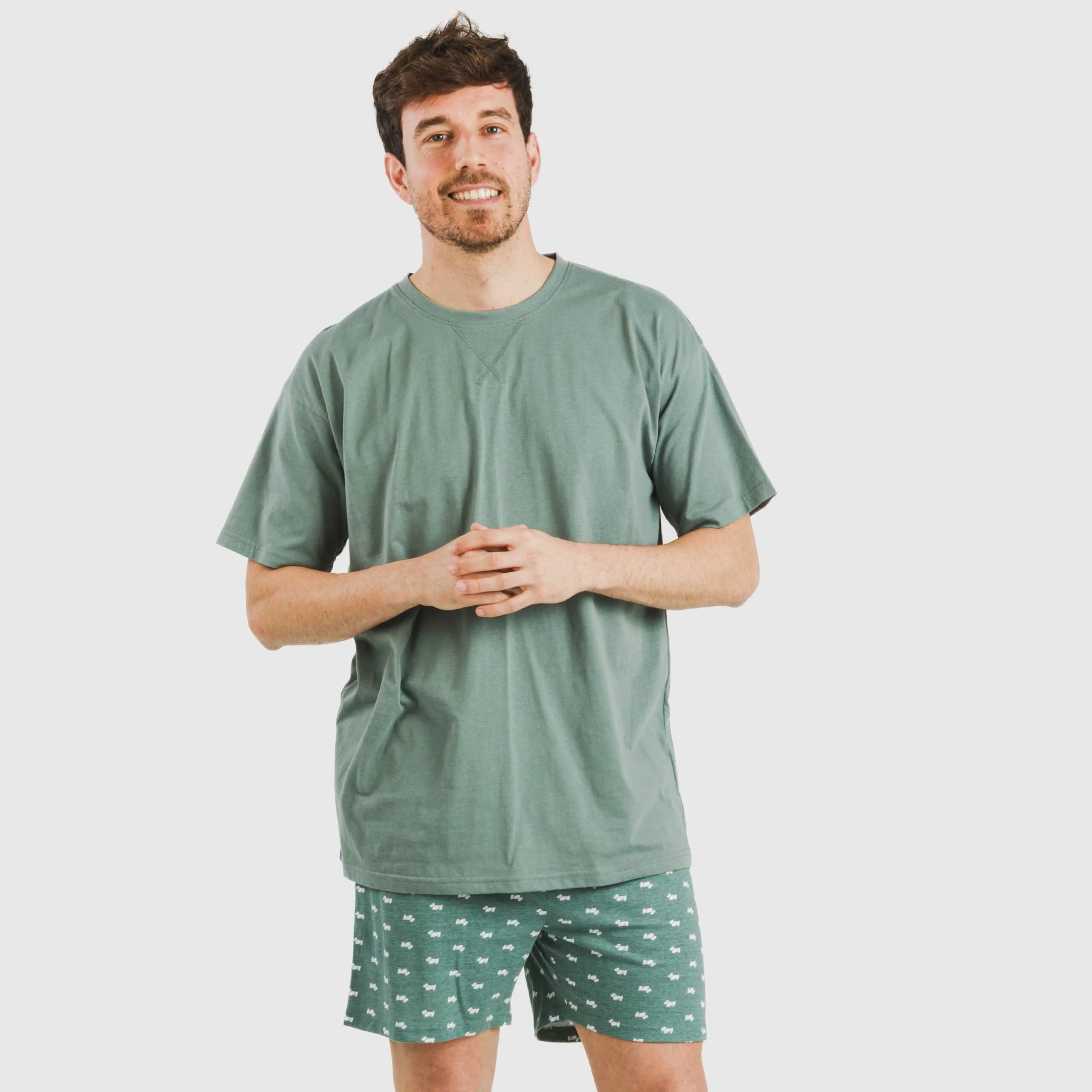 Pijama curto masculino Dawin em algodão verde