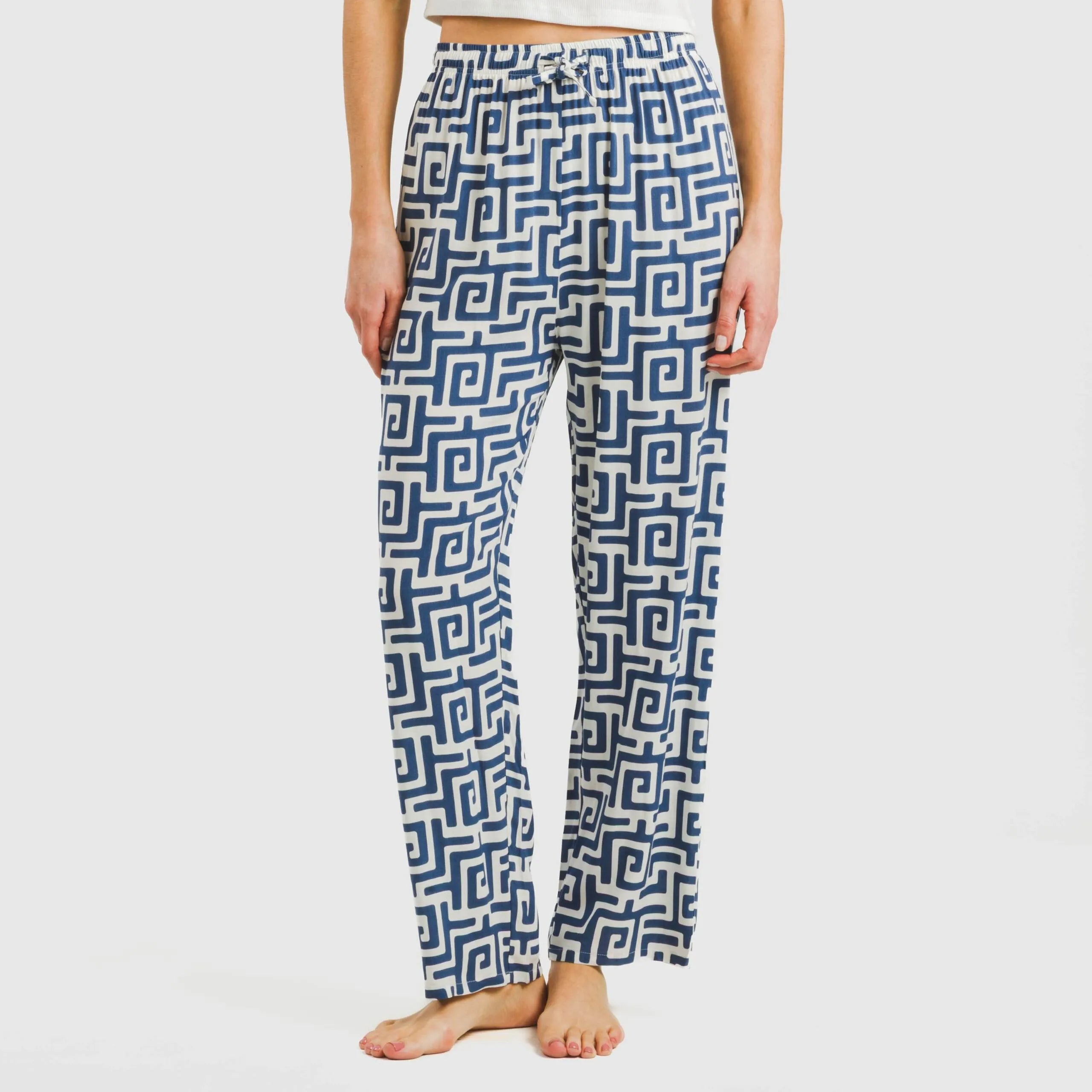 Calças de viscose azul Beriche