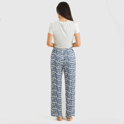 Calças de viscose azul Beriche