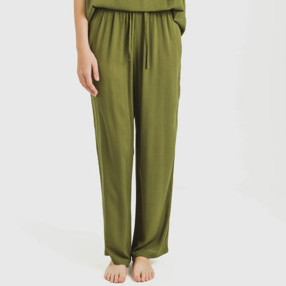 Calças compridas de viscose bambula lisa