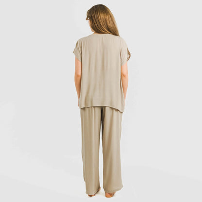 Calças compridas de viscose bambula lisa