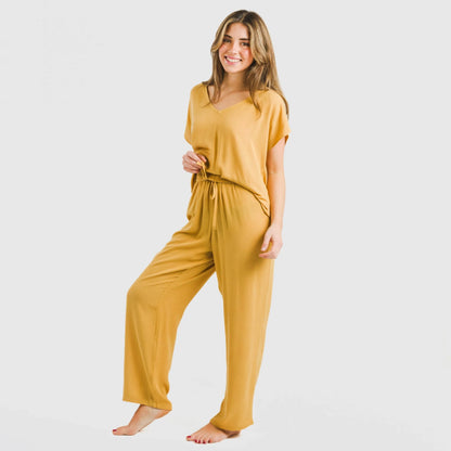 Calças compridas de viscose bambula lisa