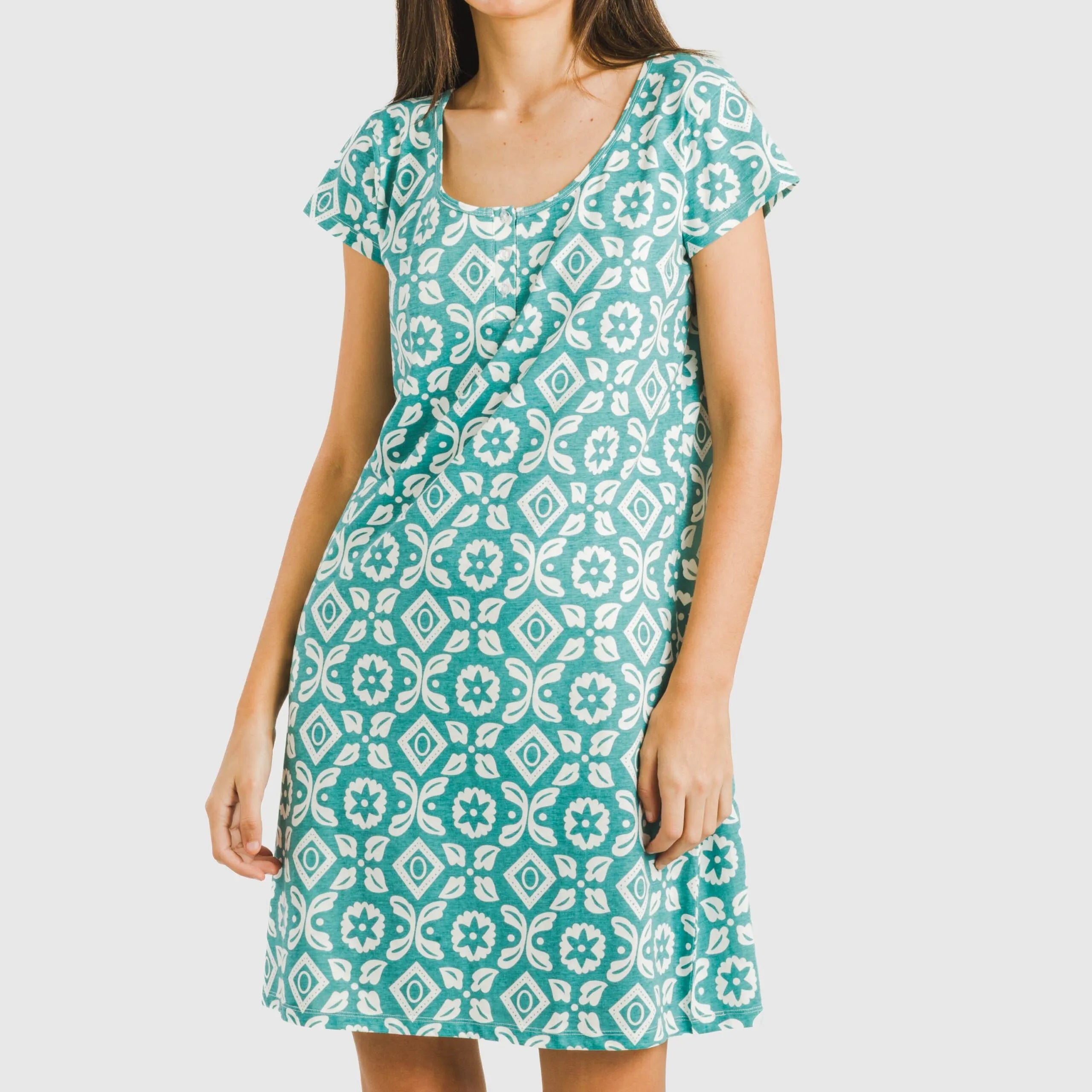 Blusa Eugenia de algodão, azul-turquesa