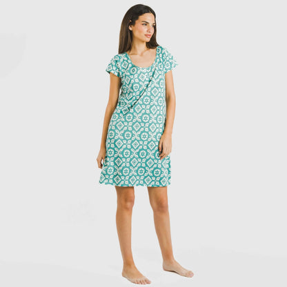 Blusa Eugenia de algodão, azul-turquesa