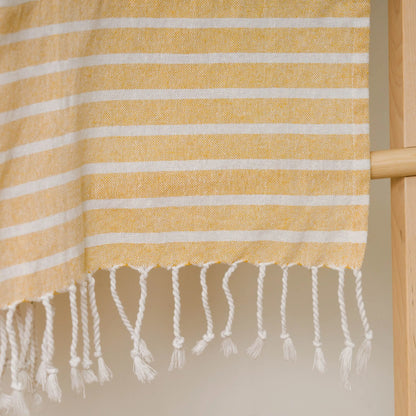 Conjunto de toalha pareô + bolsa de algodão listrada