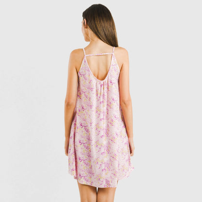 Vestido curto sem alças Aruna em crepe cor malva