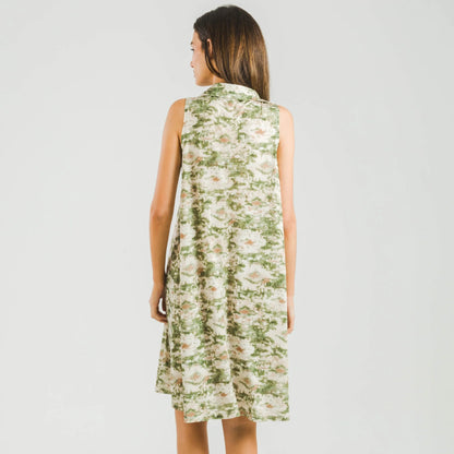 Vestido curto verde Magnus com gola macia e lapela.