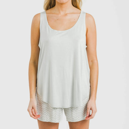 Pijama feminino com suspensório de viscose, Maximo cinza