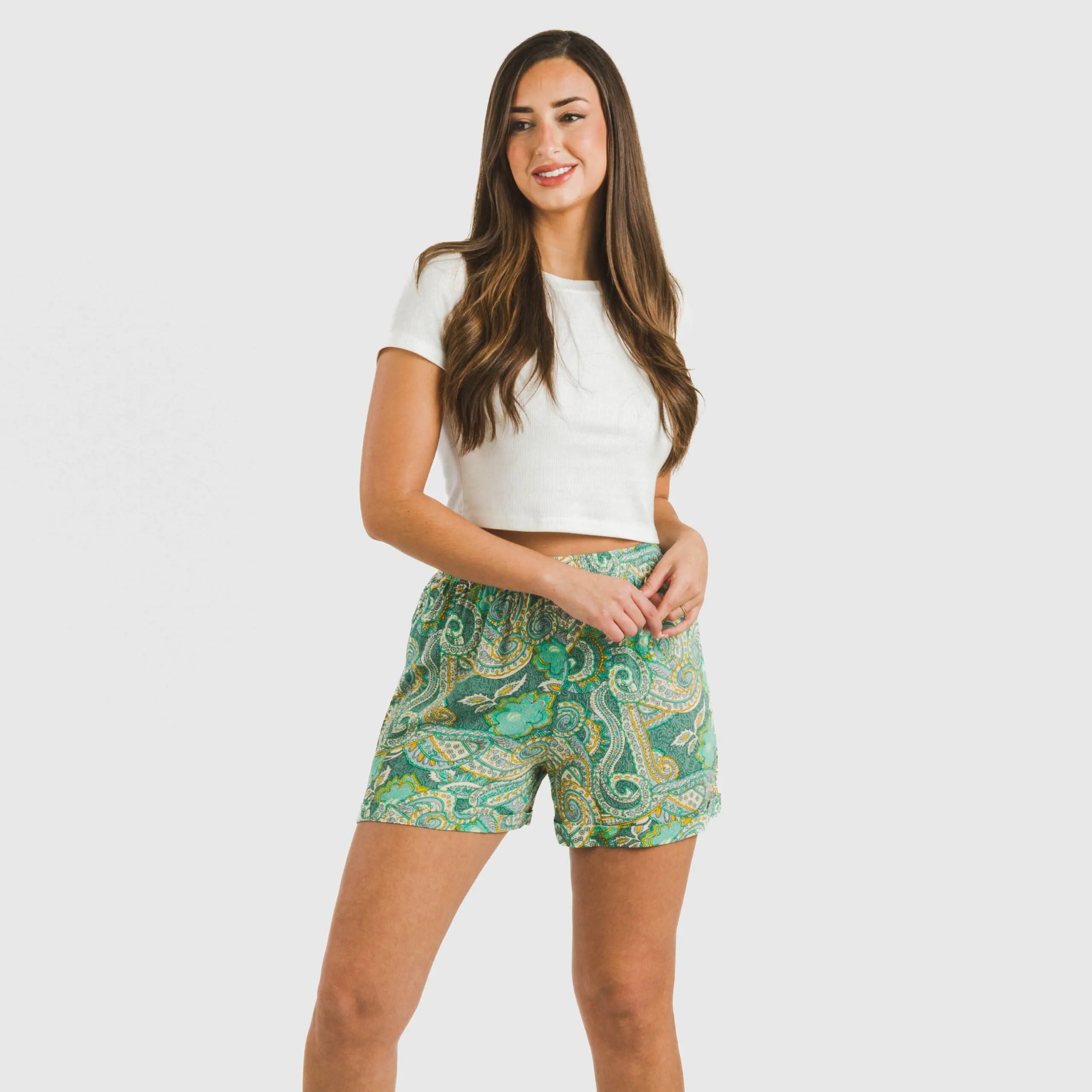 Calções Patme em chambray de viscose verde