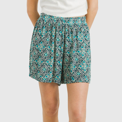 Shorts bambula em viscose Malura água-marinha