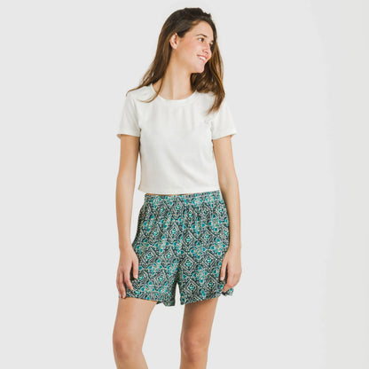 Shorts bambula em viscose Malura água-marinha