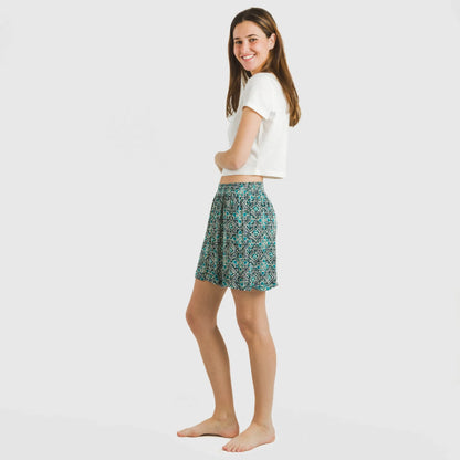 Shorts bambula em viscose Malura água-marinha