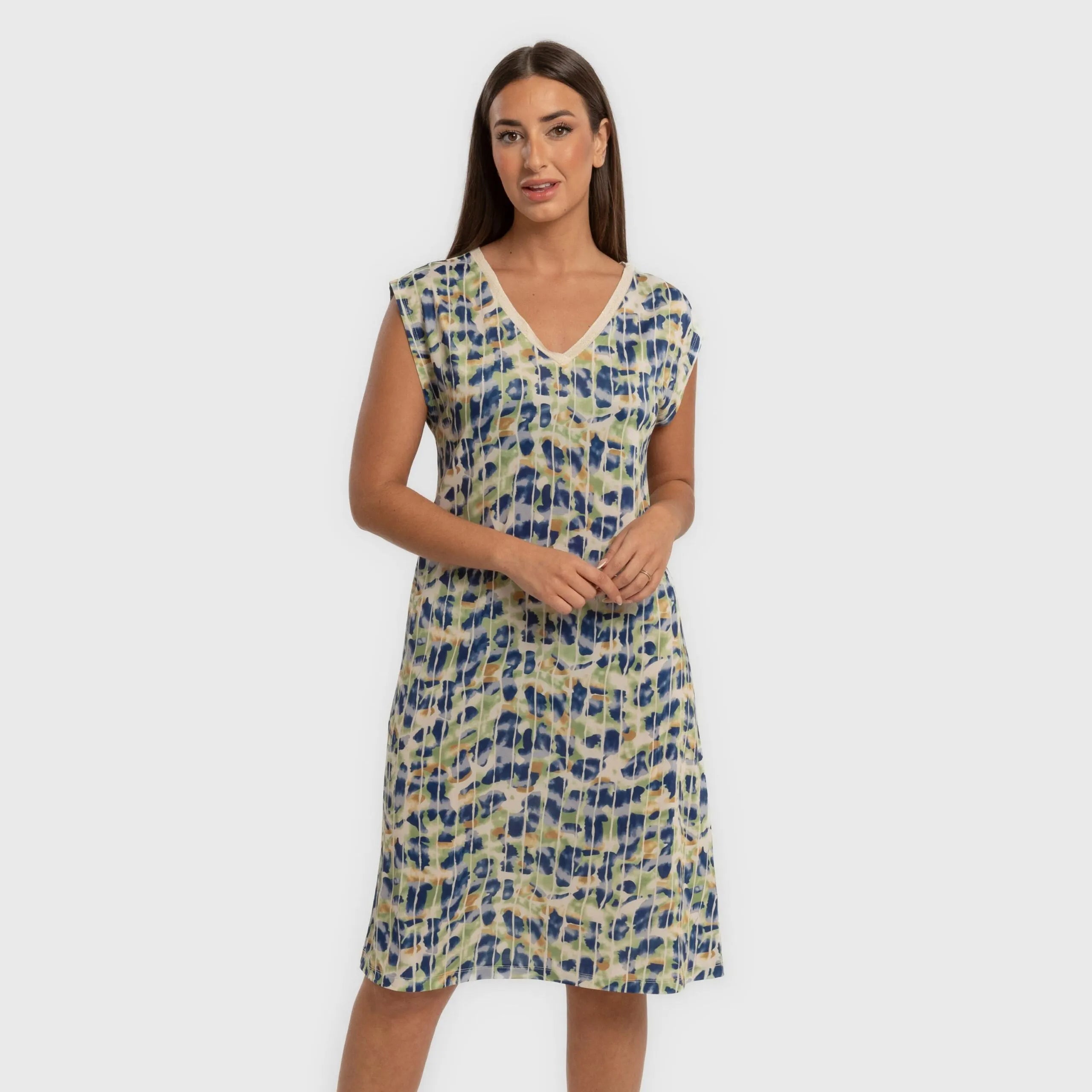 Vestido curto azul Missouri de mangas macias