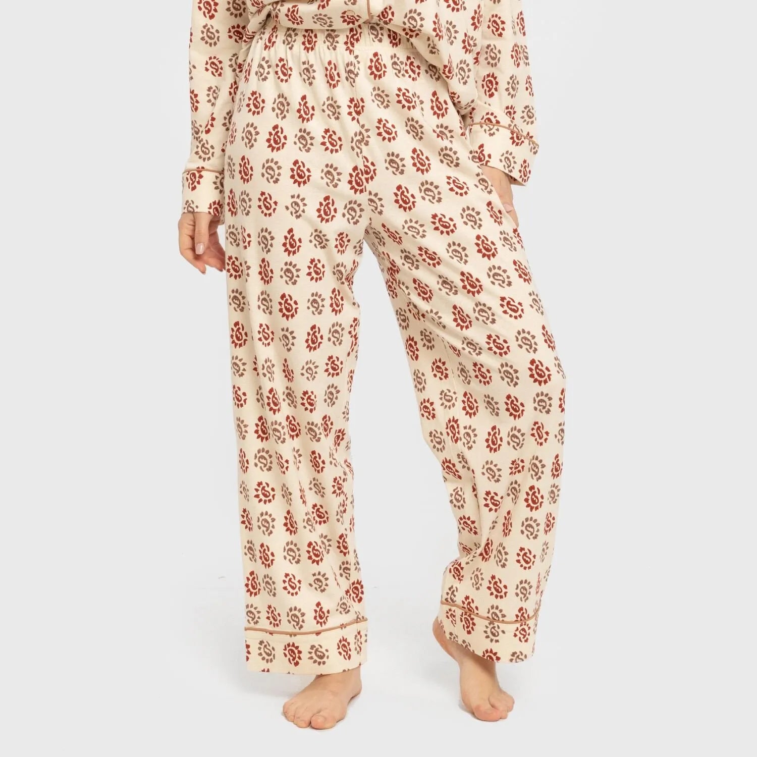 Pijama feminino Brianda estilo camisa comprida de algodão