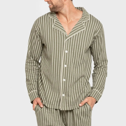 Pijama masculino longo de algodão estilo camisa, modelo caça John Green