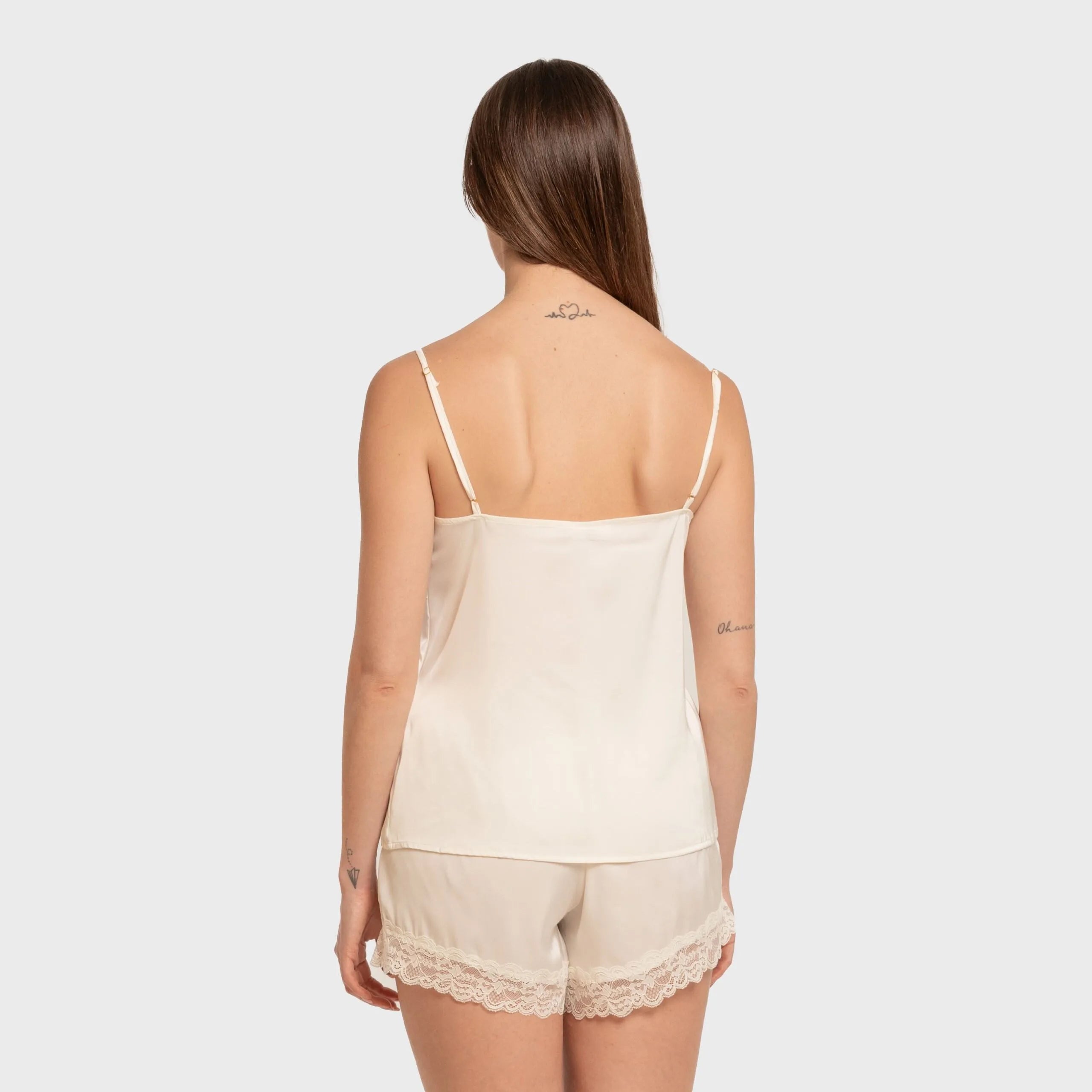 Pijama feminino de cetim com suspensórios, liso, sexta-feira