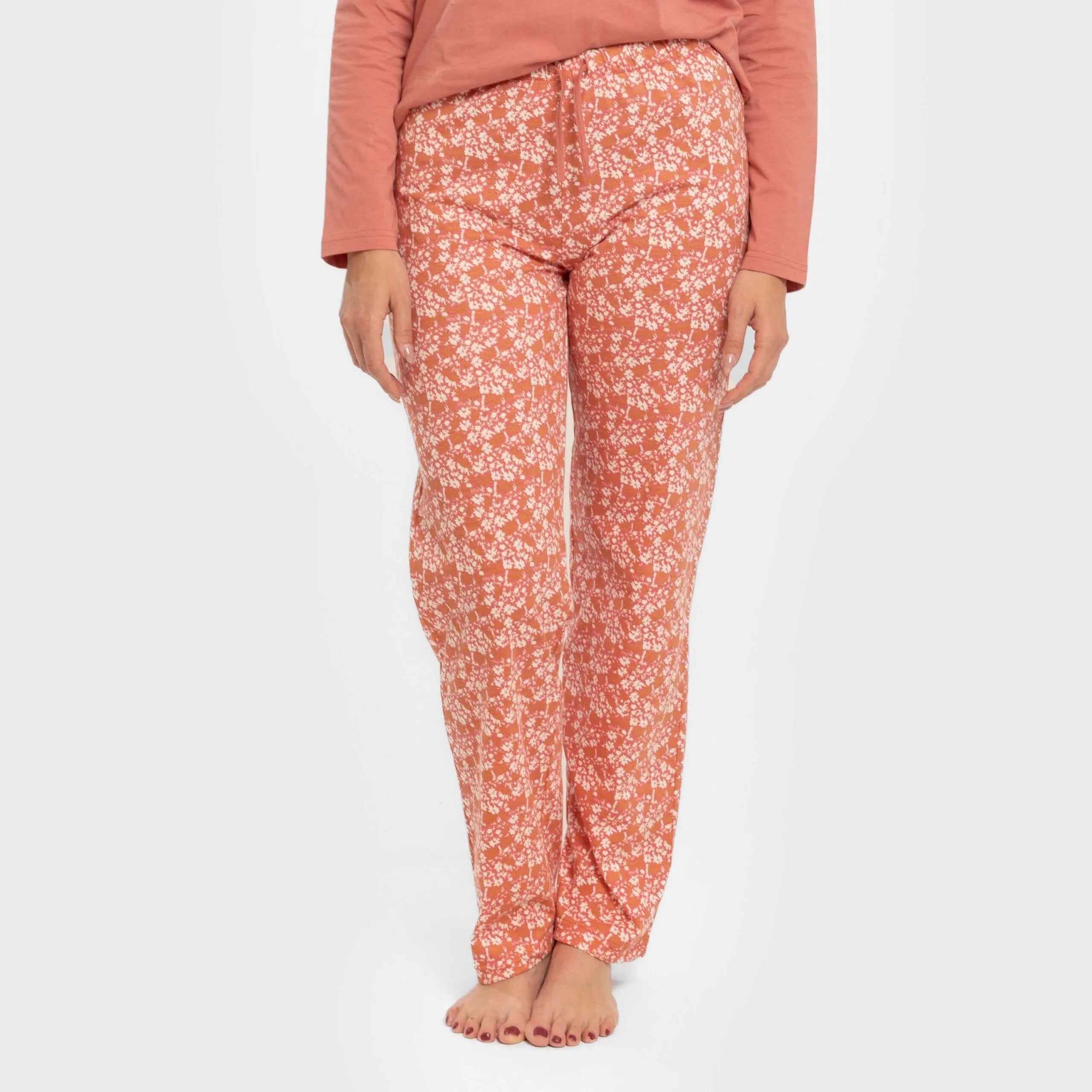 Pijama longo de algodão Mesalia Marsala