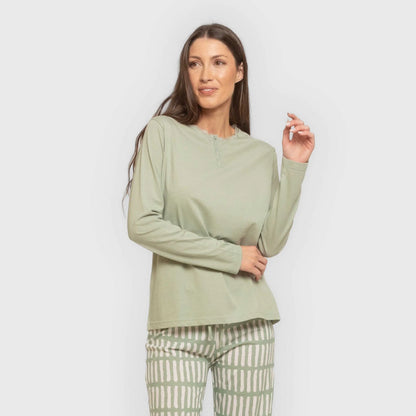 Pijama longo de algodão verde limonada keike