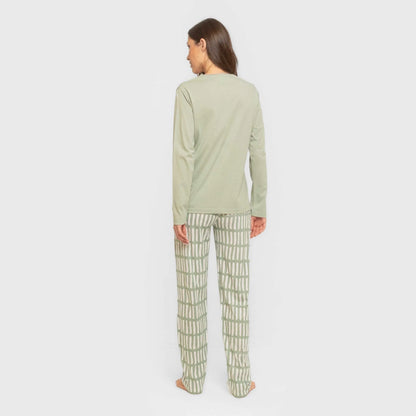 Pijama longo de algodão verde limonada keike
