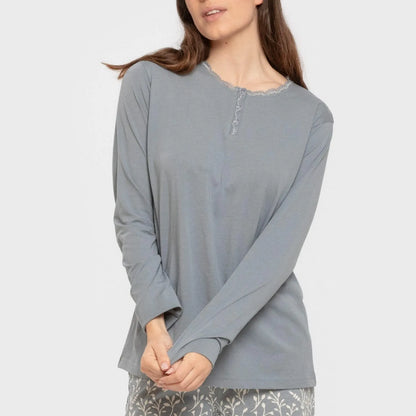 Pijama longo Lauri em algodão índigo