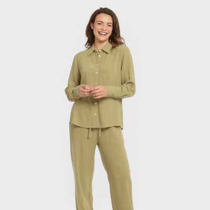 Camisa de linho lisa para mulheres