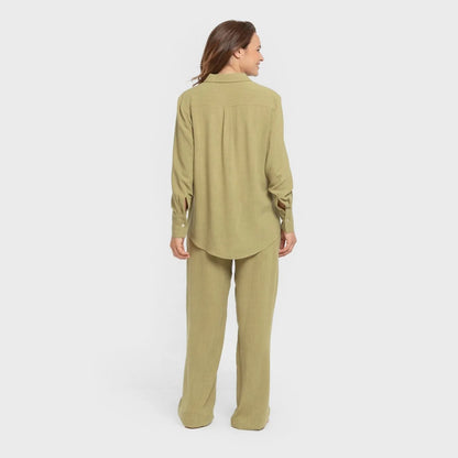 Camisa de linho lisa para mulheres