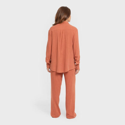 Camisa de linho lisa para mulheres