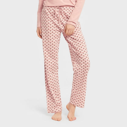 Pijama longo de algodão rosa Tana keike