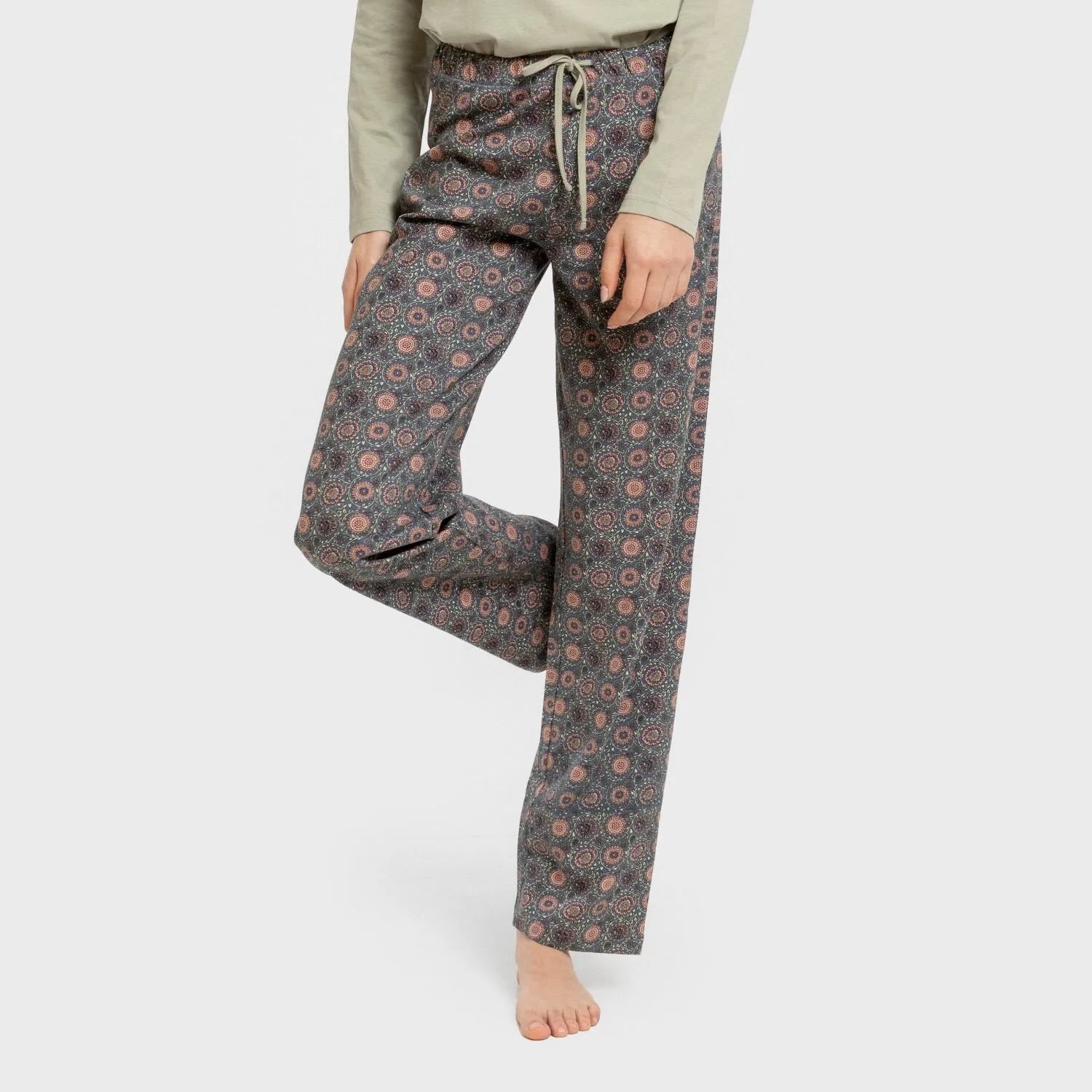 Pijama comprido Gabi de algodão verde claro