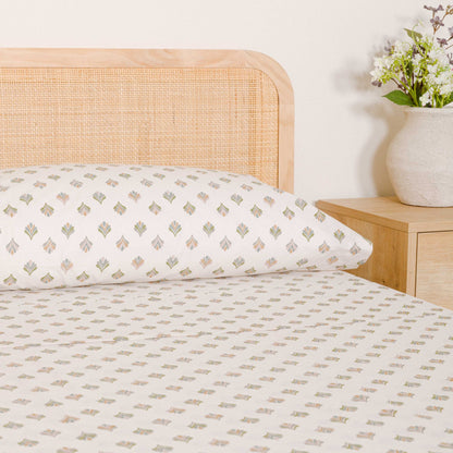 Conjunto de lençóis de algodão verde Alhambra