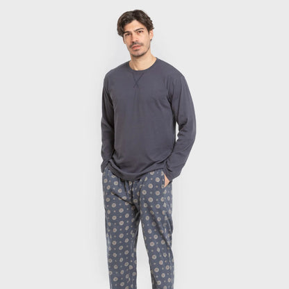 Pijama longo de algodão masculino Juanlu, azul