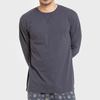 Pijama longo de algodão masculino Juanlu, azul