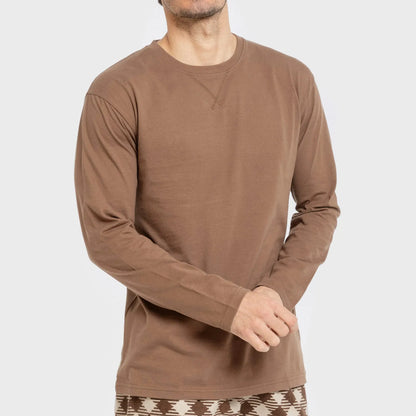 Pijama masculino de flanela, estampa xadrez Bogotá, marrom