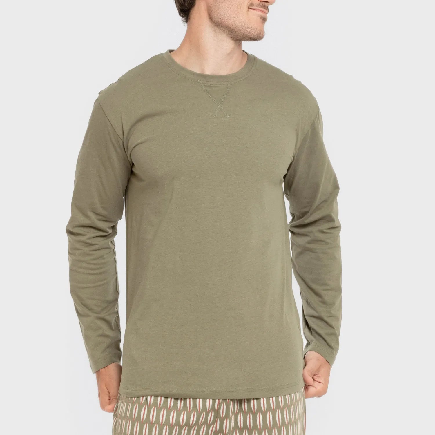 Pijama comprido masculino Arpani, verde, em algodão.