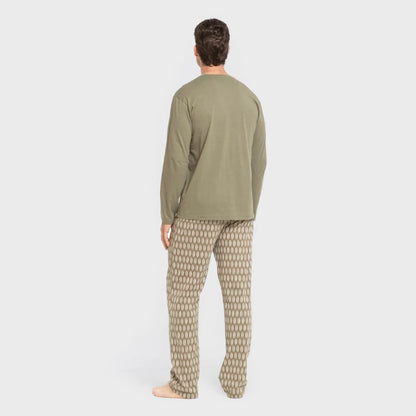 Pijama comprido masculino Arpani, verde, em algodão.