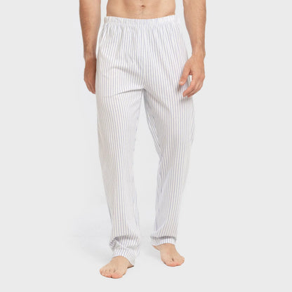 Pijama comprido masculino de algodão, Fandi com listras azuis.