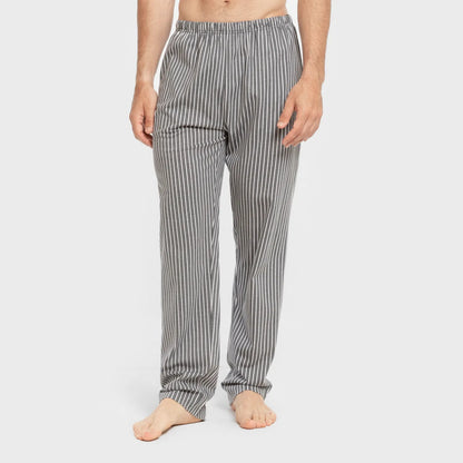 Pijama comprido masculino de algodão, listrado Hercules, cinza