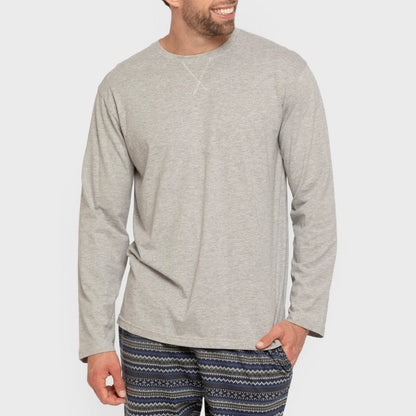 Pijama comprido masculino Evelio em algodão, cinza