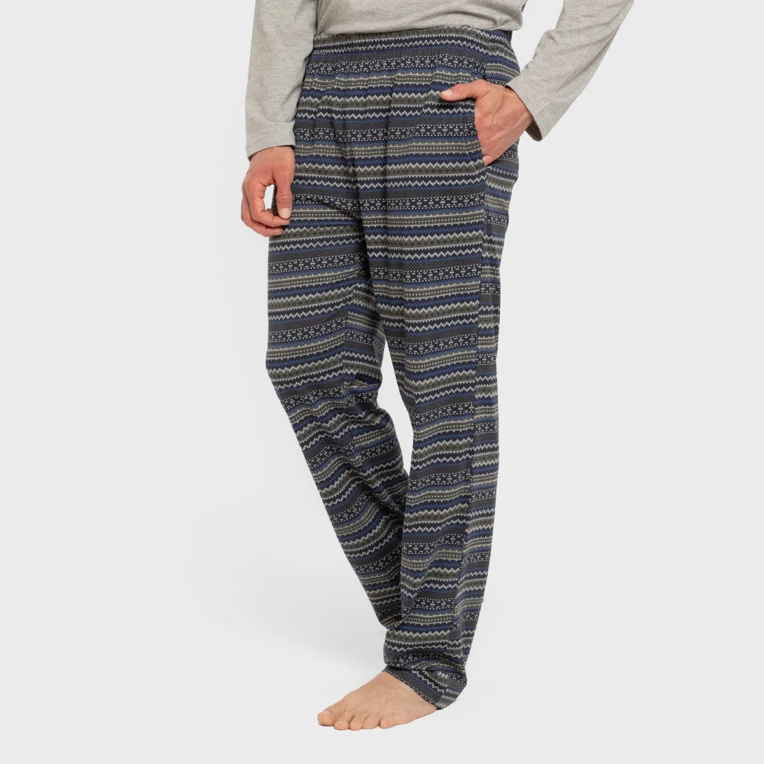 Pijama comprido masculino Evelio em algodão, cinza