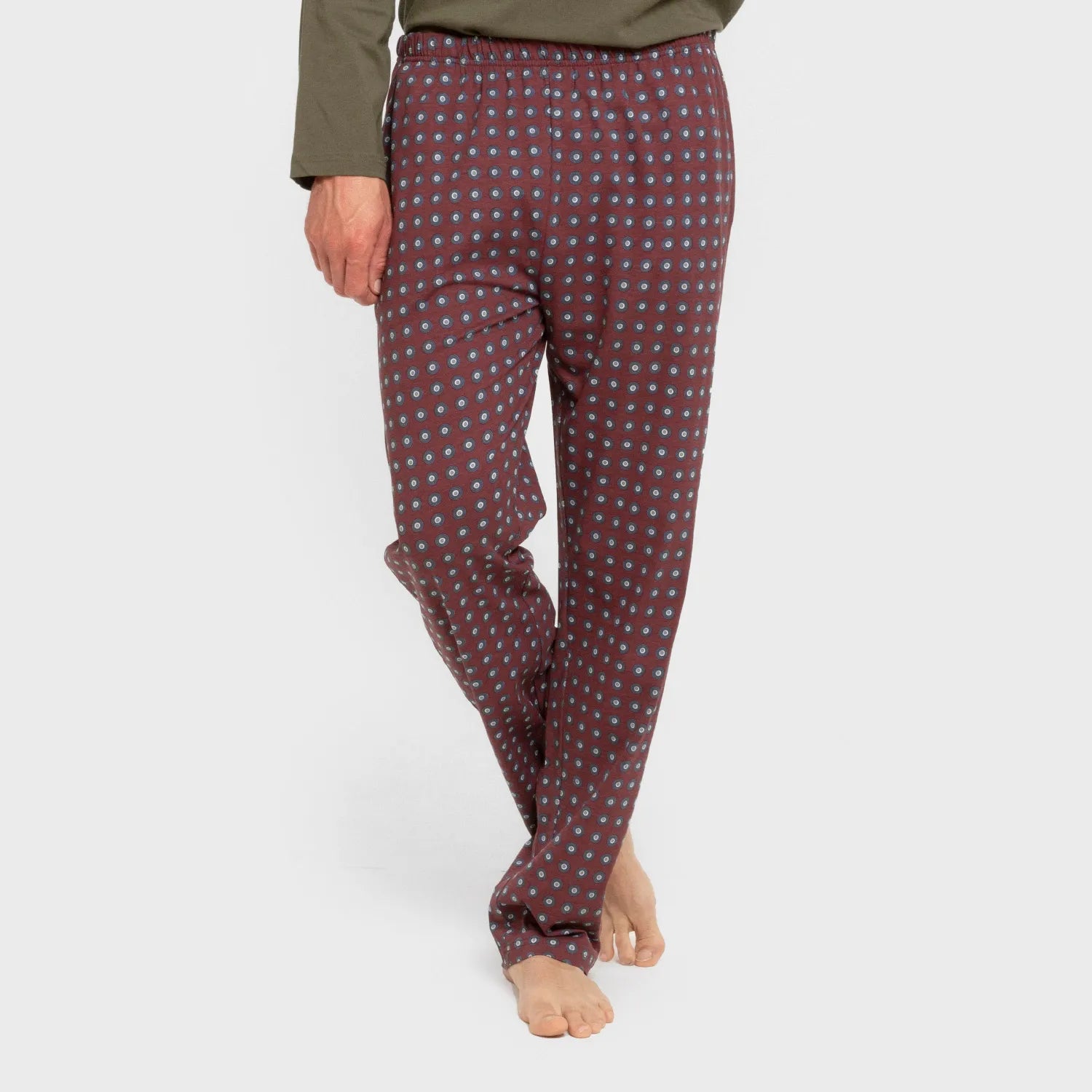 Pijama longo de algodão verde gladíolo para caça masculina
