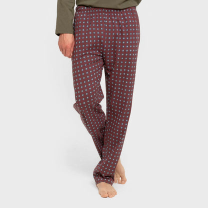 Pijama longo de algodão verde gladíolo para caça masculina