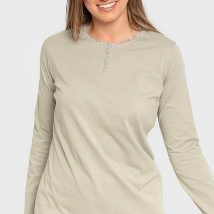 Pijama comprido de algodão, estilo caça verde Thebas