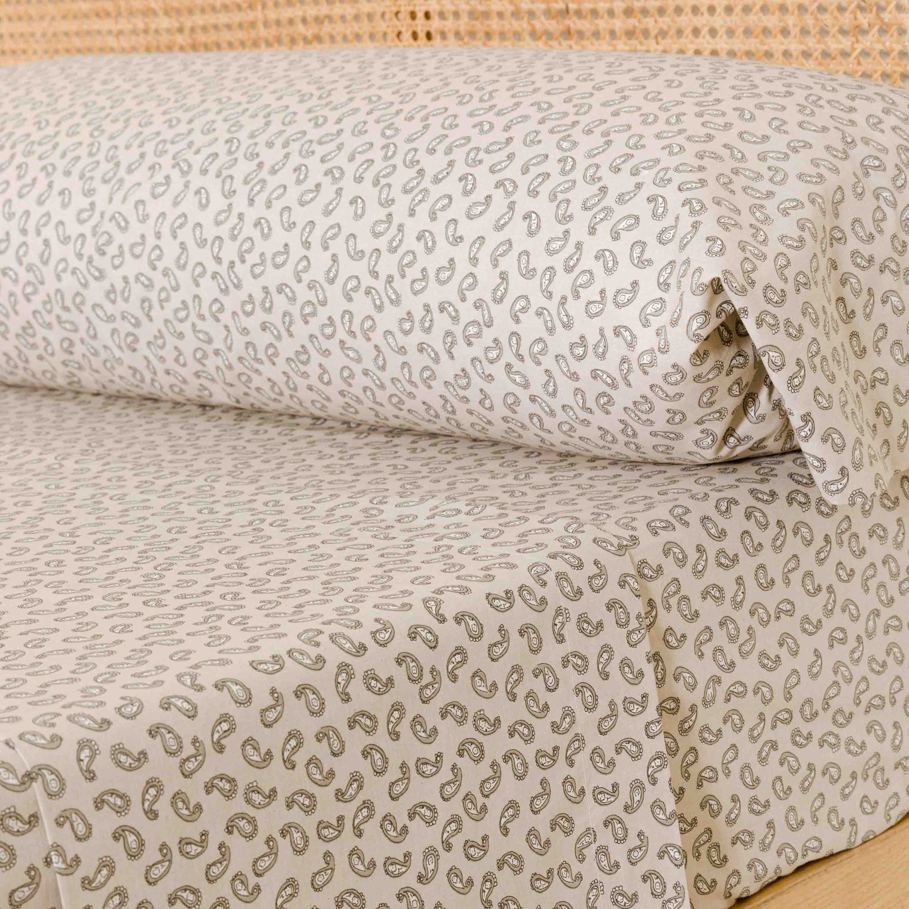 Jogo de lençóis de algodão verde-pimenta seco - taupe