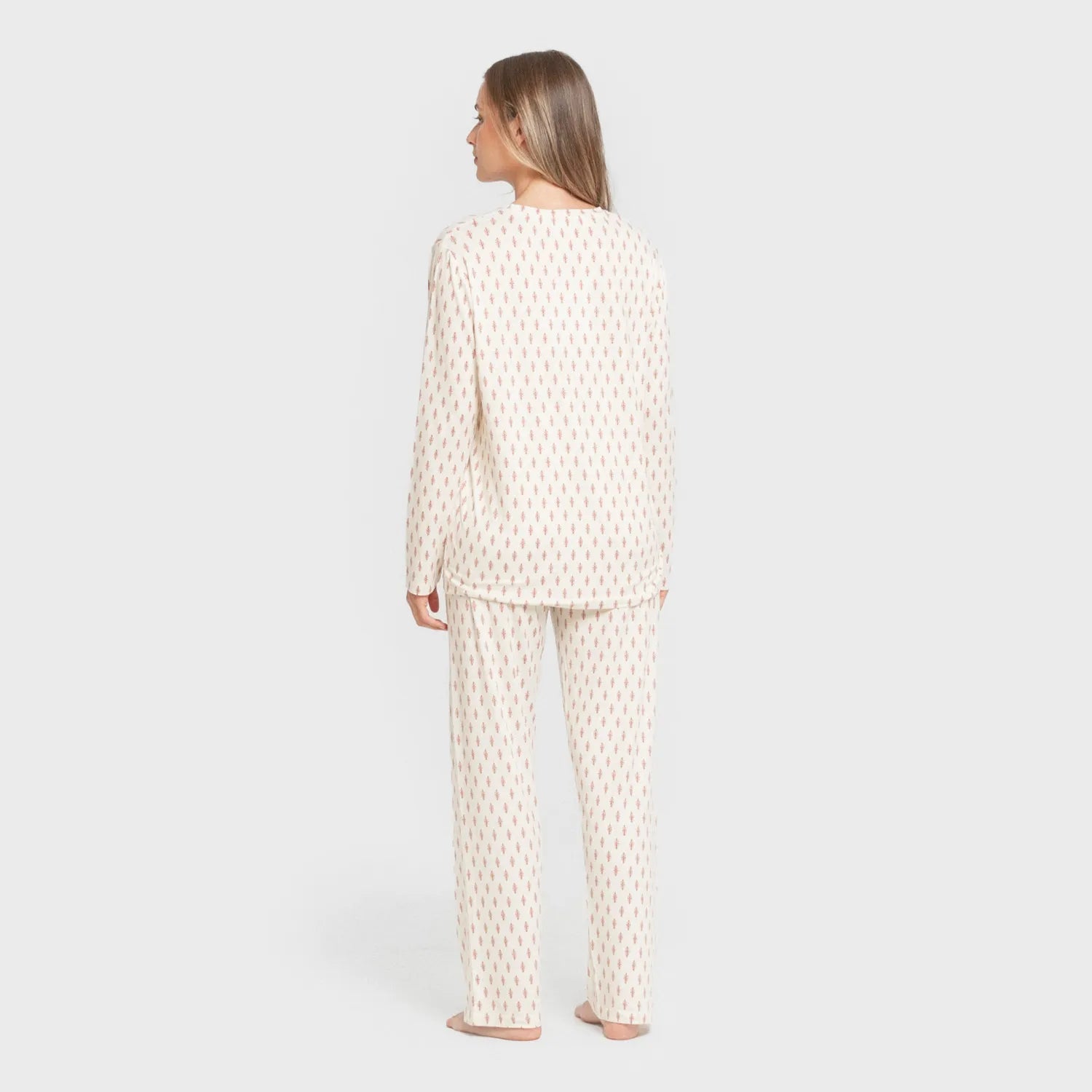 Pijama longo feminino macio, cor malva, Sérvia.