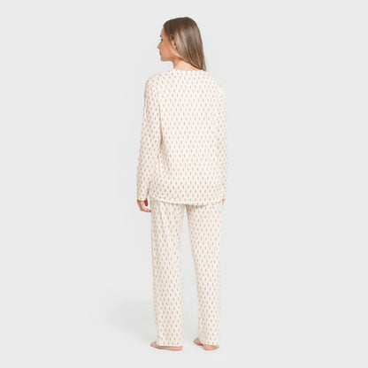 Pijama longo feminino macio, cor malva, Sérvia.