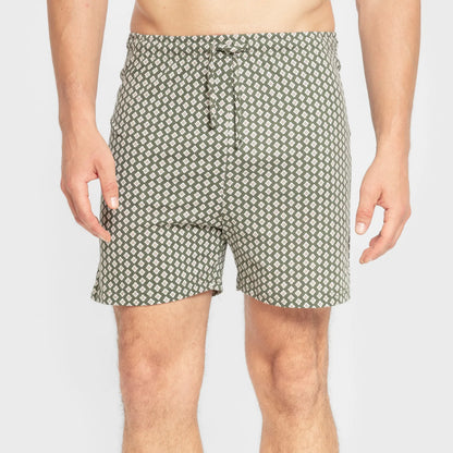 Pijama curto de algodão verde-esmeralda para homens