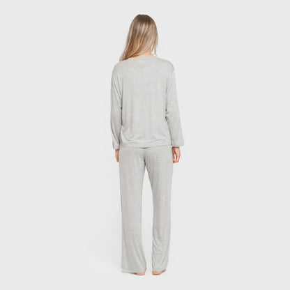 Pijama feminino longo liso de viscose